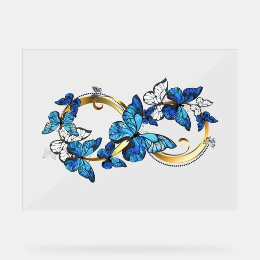 Symbole infini de papillons Morpho bleus (Recto)