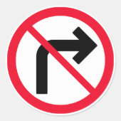 Symbole interdit de virage à droite | Sticker rond (Devant)