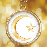 Symbole Islam Collier or plaqué<br><div class="desc">La lune et l'étoile du croissant sont un symbole de l'Islam. ***Veuillez noter que la couleur or sur l'oeuvre n'est pas métallique.*** D'autres produits avec ce design sont disponibles dans la catégorie Islam de ce magasin.</div>