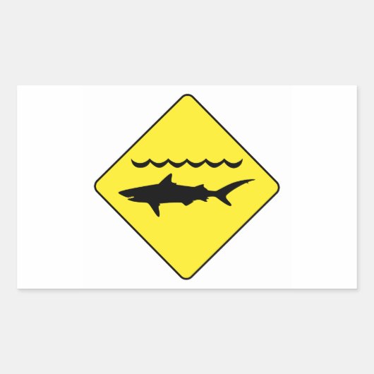 Symbole jaune "avertissement requins" autocollant  (Devant)
