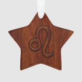 Symbole Leo Zodiac en bois de mahogany (devant)