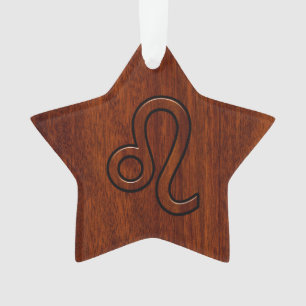 Symbole Leo Zodiac en bois de mahogany
