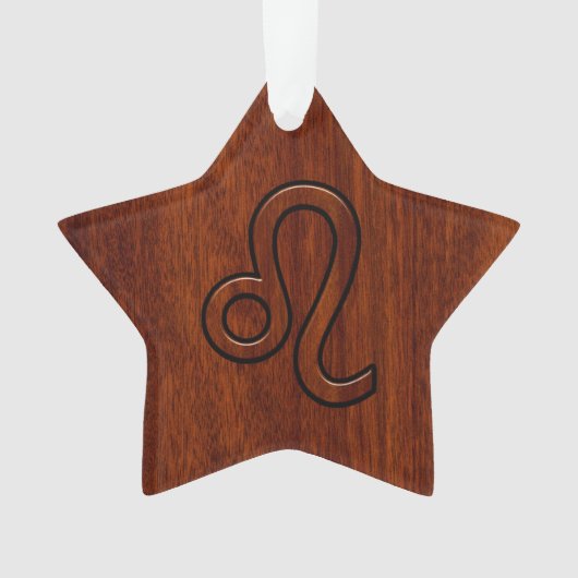 Symbole Leo Zodiac en bois de mahogany (devant)