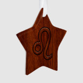 Symbole Leo Zodiac en bois de mahogany (devant)