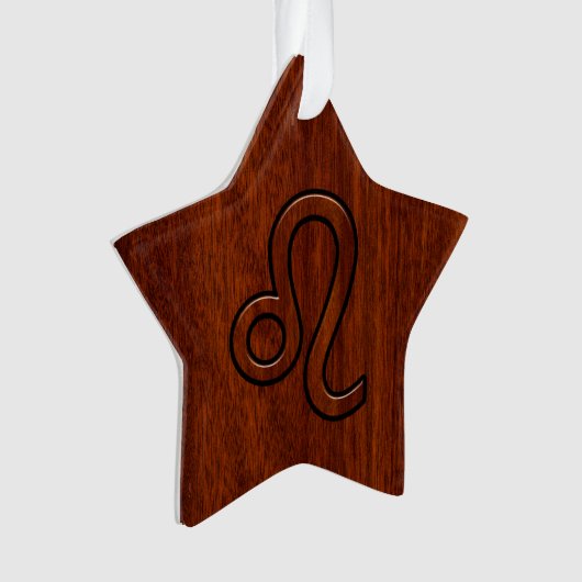Symbole Leo Zodiac en bois de mahogany (devant)