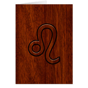 Symbole Leo Zodiac en bois de mahogany
