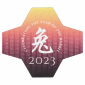 Symbole lunaire du lapin 兔 or rouge chinois Zodiac (Plat)