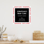 Symbole Man Cave Avertissements & Règles Poster (Cuisine)