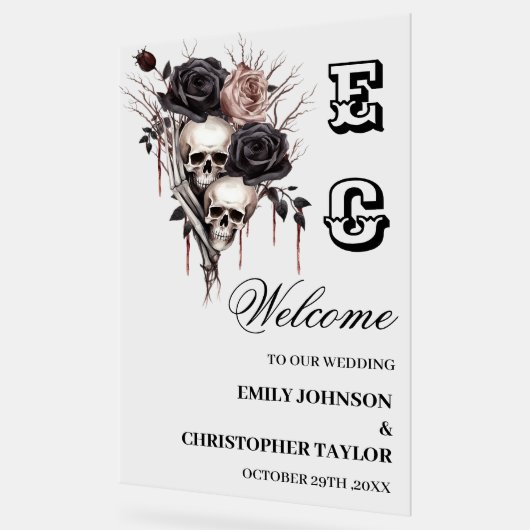 SYMBOLE Mariage ACrylique gothique du crâne (Angle)