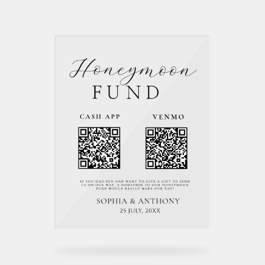 Symbole Mariage acrylique QR Code Modern Honeymoon (Recto)