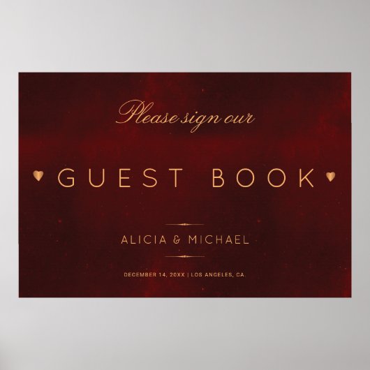 Symbole mariage du livre d'or rouge bordeaux (Devant)
