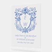 Symbole Mariage du monogramme en lin bleu orange (Angle)