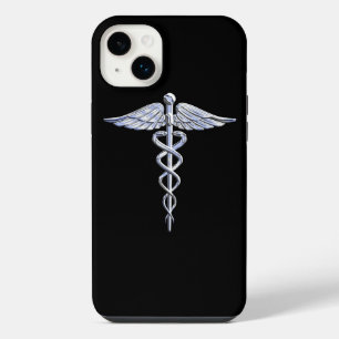 Symbole médical caduceus élégant de style Chrome