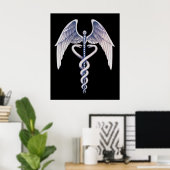 Symbole Médicale Caduceus Black Business Poster (Bureau à domicile)