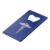 Symbole Médicale Chrome Argent sur bleu marine (Devant Angle)