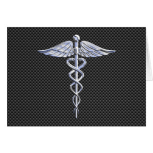 Symbole Médicale Chrome Caduceus Fibre de carbone 
