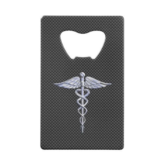 Symbole Médicale Chrome Caduceus Fibre de carbone  (Devant)