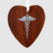 Symbole Médicale Silver Caduceus Décor en acajou (devant)