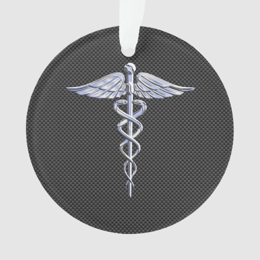 Symbole Médicale Silver Caduceus Style fibre de ca (devant)