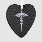 Symbole Médicale Silver Caduceus Style fibre de ca (devant)