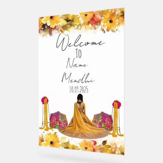 Symbole mendhi jaune floral (Angle)