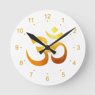 Symbole métal or Om Horloge ronde