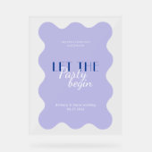 Symbole moderne Blue Lavender Wave Frame Wedding P (Recto)