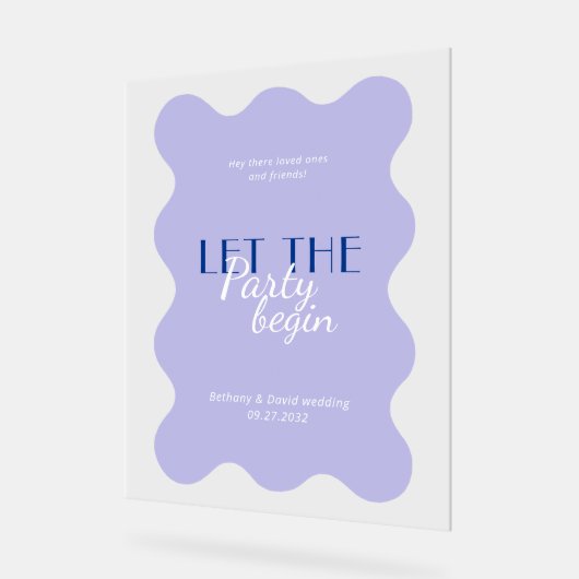 Symbole moderne Blue Lavender Wave Frame Wedding P (Angle)