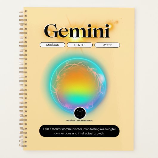 Symbole moderne Zodiac Gemini Citation Air Element (Devant)