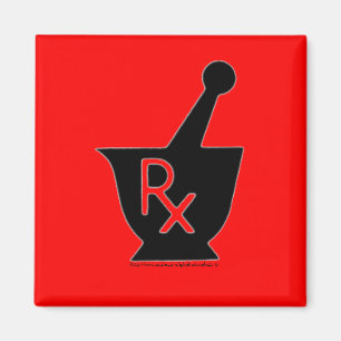 Symbole mortier et pilon de pharmacie - aimant