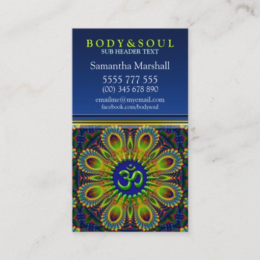 SYMBOLE OM Fractal Mandala Yoga Cartes de visite d (Devant)
