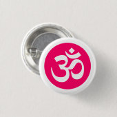Symbole Om sur Badge Blanc et Rose (Devant & derrière)