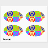 Symbole Pop Art Peace Sticker Oval (Feuille)