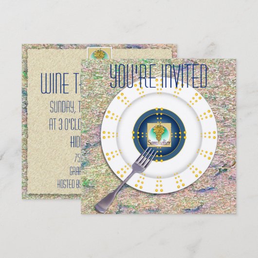 Symbole sommelier Invitation dégustation de vin (Devant / Derrière)