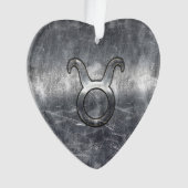 Symbole Taurus Zodiac Grunge Style Argent Distress (devant)