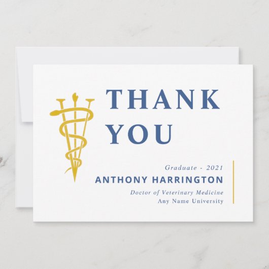 Symbole vétérinaire plat Carte de remerciements de (Devant)