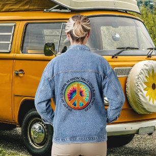 Symbole Vieux Hippie de Paix Denim Veste