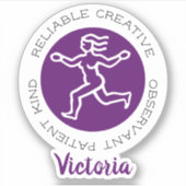 Symbole Virgo Zodiac Star Traits Autocollant viole (Devant)