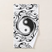 Symbole Yin et Yang Style tatouage noir et blanc (Serviette à main)