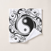 Symbole Yin et Yang Style tatouage noir et blanc (Gant de toilette)