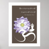 Symbole Yoga & Lotus violet Fleur Om blanc Poster (Devant)