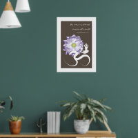Symbole Yoga & Lotus violet Fleur Om blanc Poster