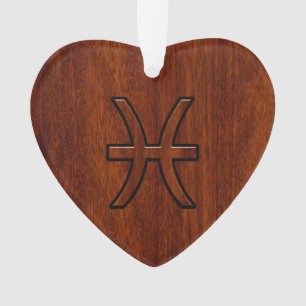 Symbole Zodiac Pisces Style de grains de bois d'ac