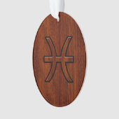 Symbole Zodiac Pisces Style de grains de bois d'ac (devant)