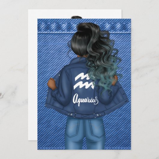 Symbole Zodiaque Aquarius Invitation de fête d'ann (Devant / Derrière)