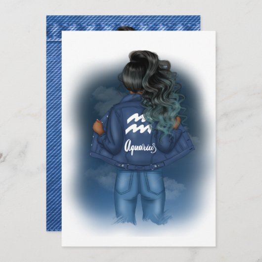 Symbole Zodiaque Aquarius Invitation de fête d'ann (Devant / Derrière)