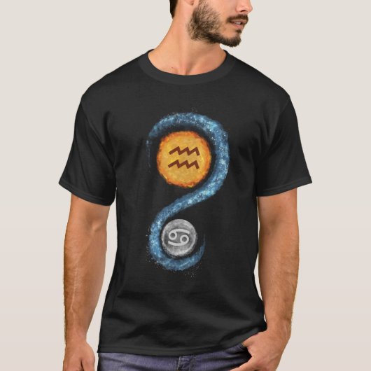 Symbole Zodiaque Aquarius Sun Cancer Moon T-shirt (Devant)