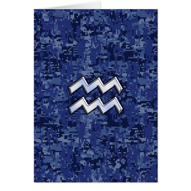 Symbole Zodiaque Aquarius sur camo numérique bleu  (Devant)
