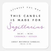 Symbole zodiaque moderne étiquette de bougie Sagit (Devant)