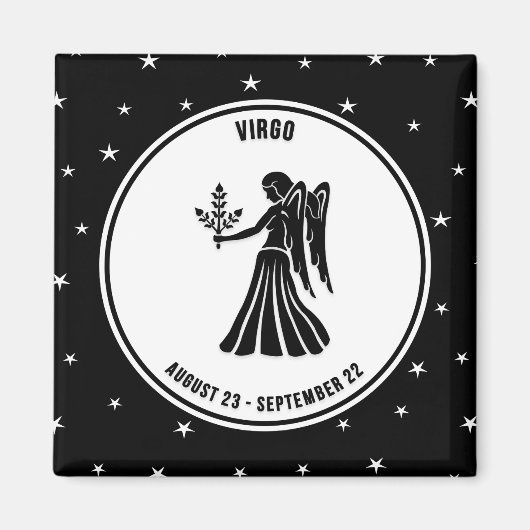 Symbole Zodiaque Virgo, Aimant noir et blanc (Devant)